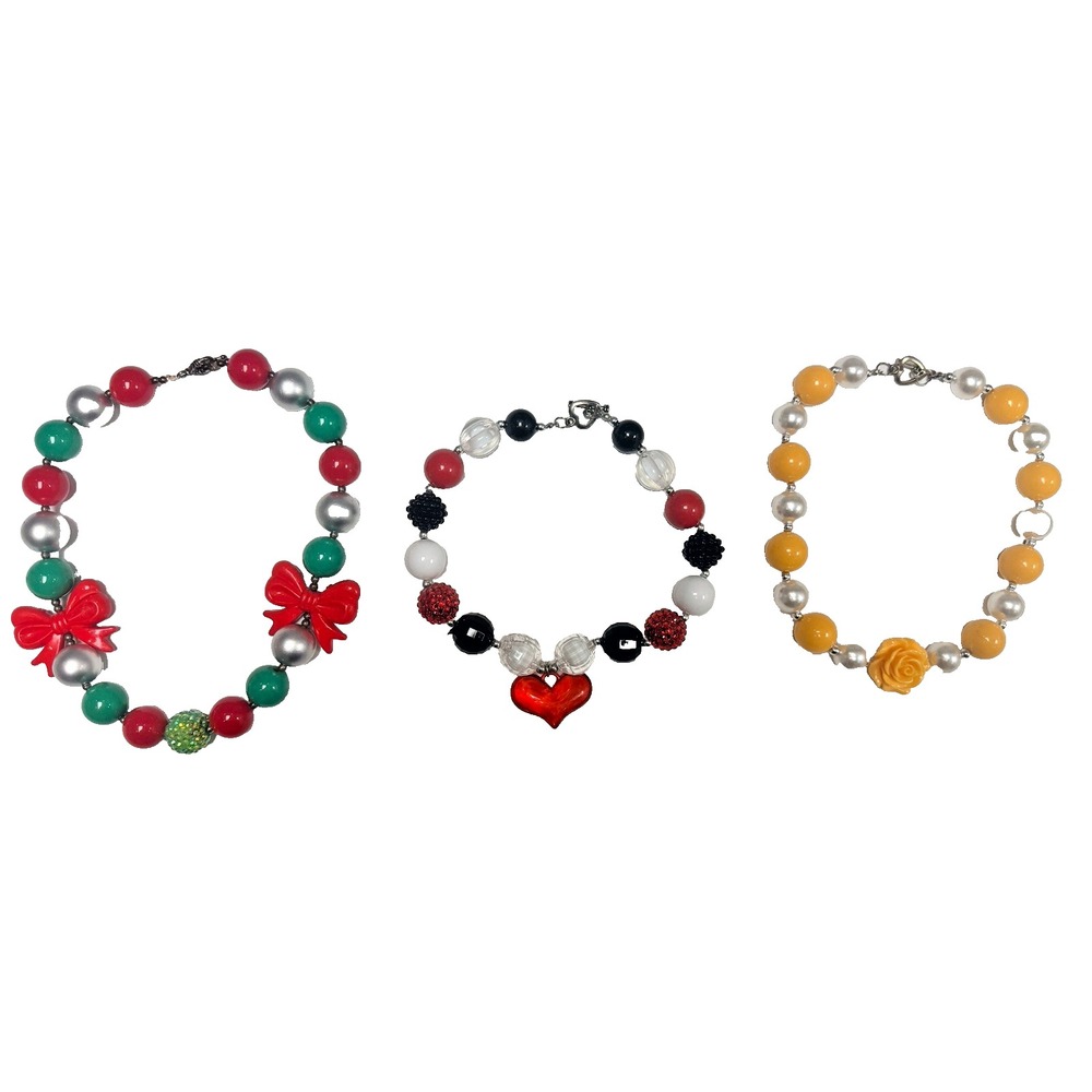 Girls Boutique Bubblegum Toddler Chunky Beaded Necklace Lot Of 3
